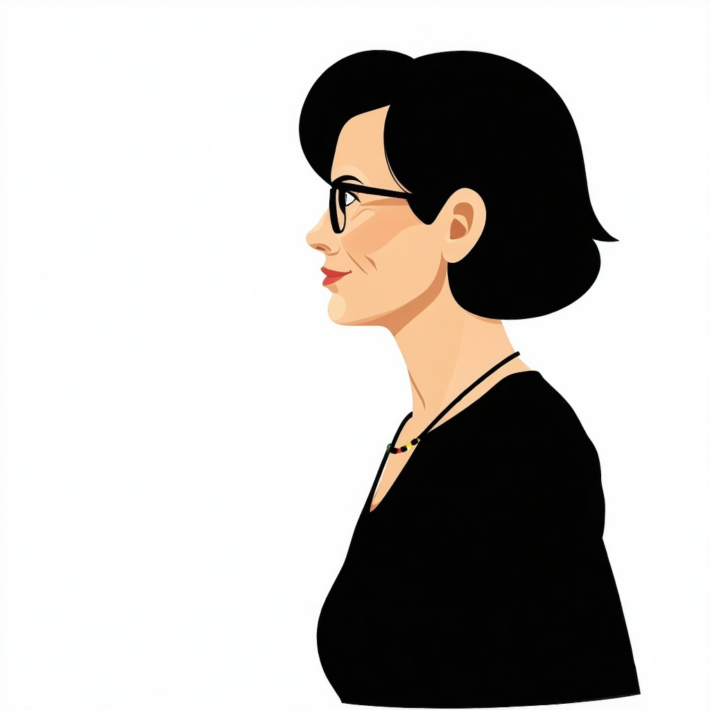 left side profile 2 dimensional art of a cartoon avatar of an middle age lady